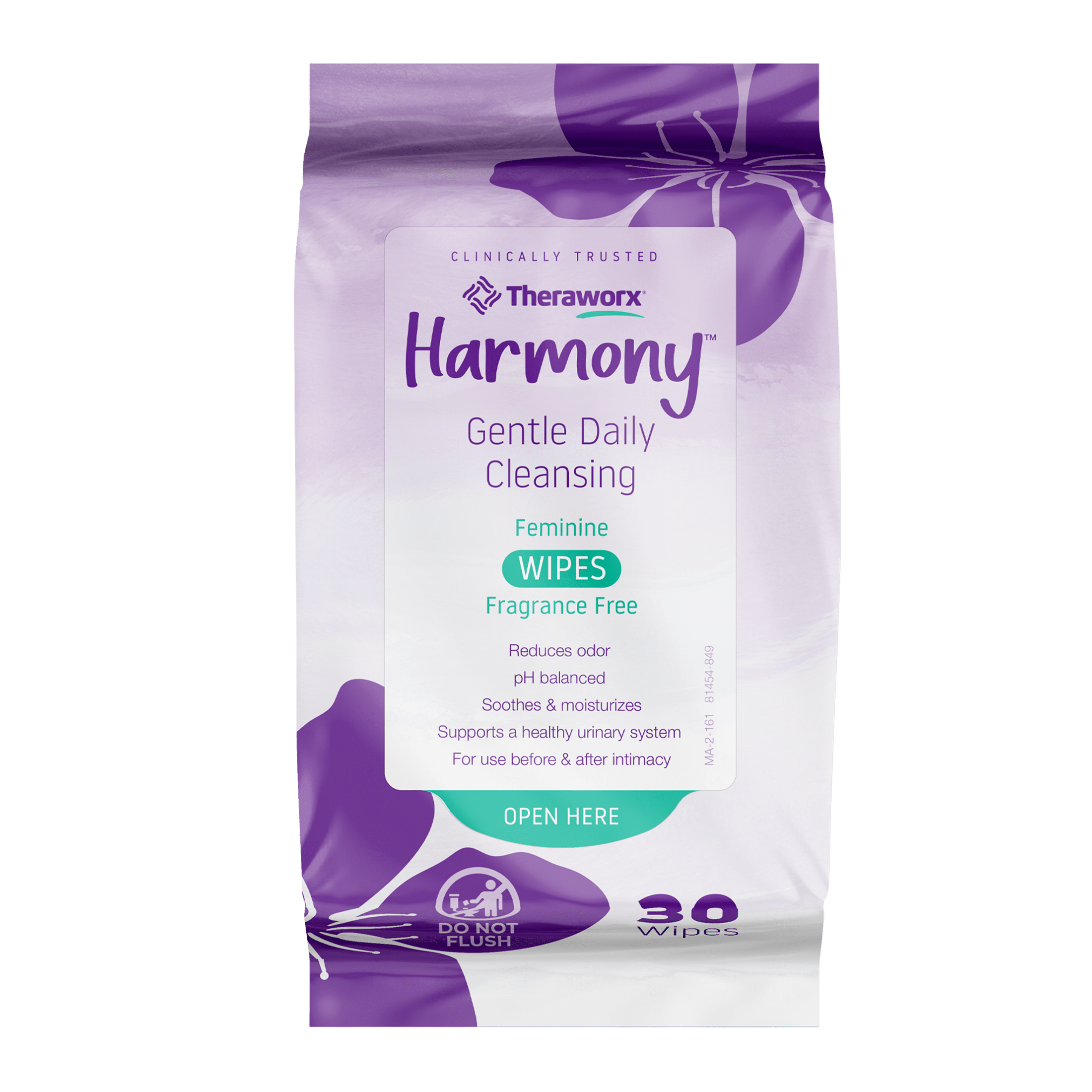 theraworx harmony 30 ct wipes front