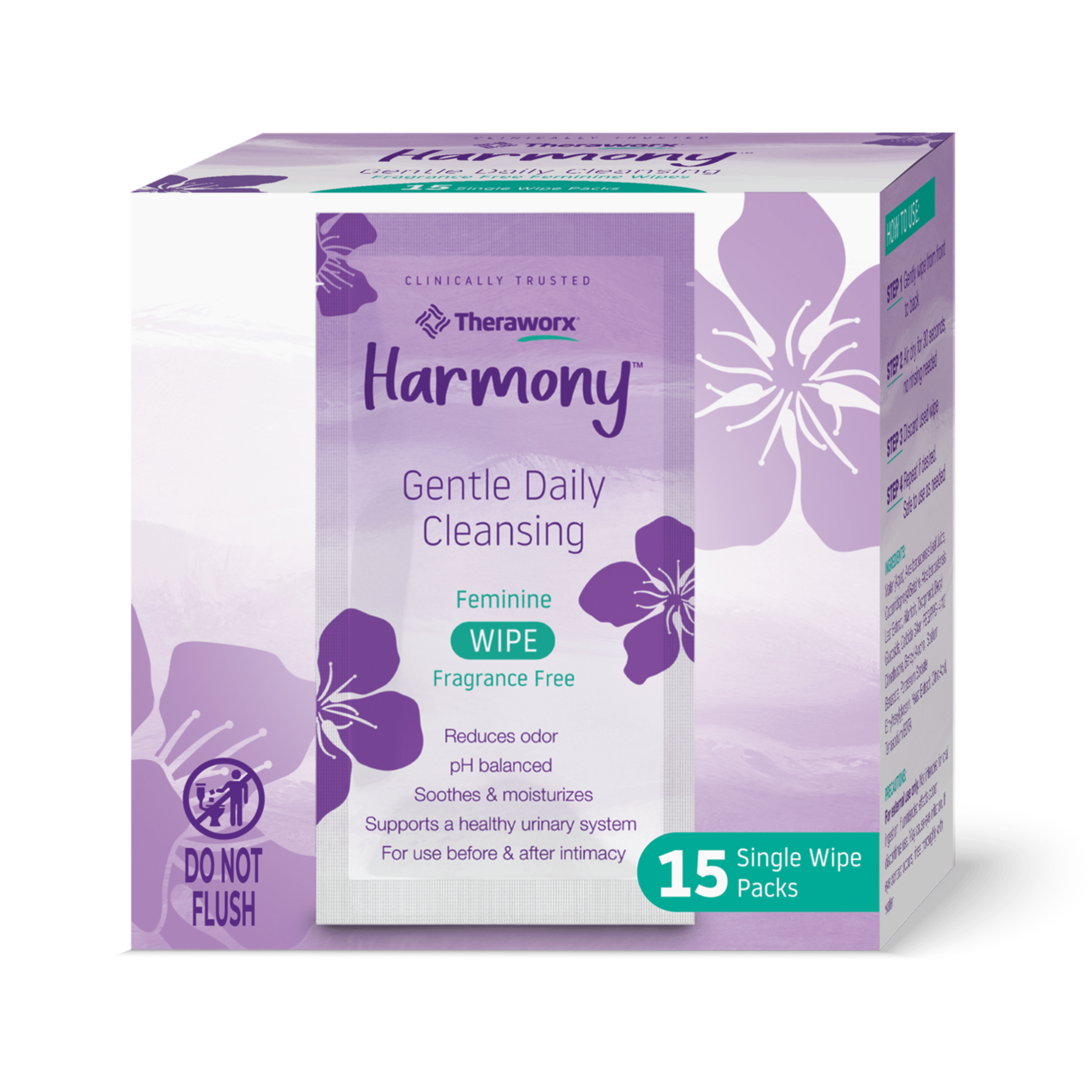 theraworx harmony 15 ct single wipes