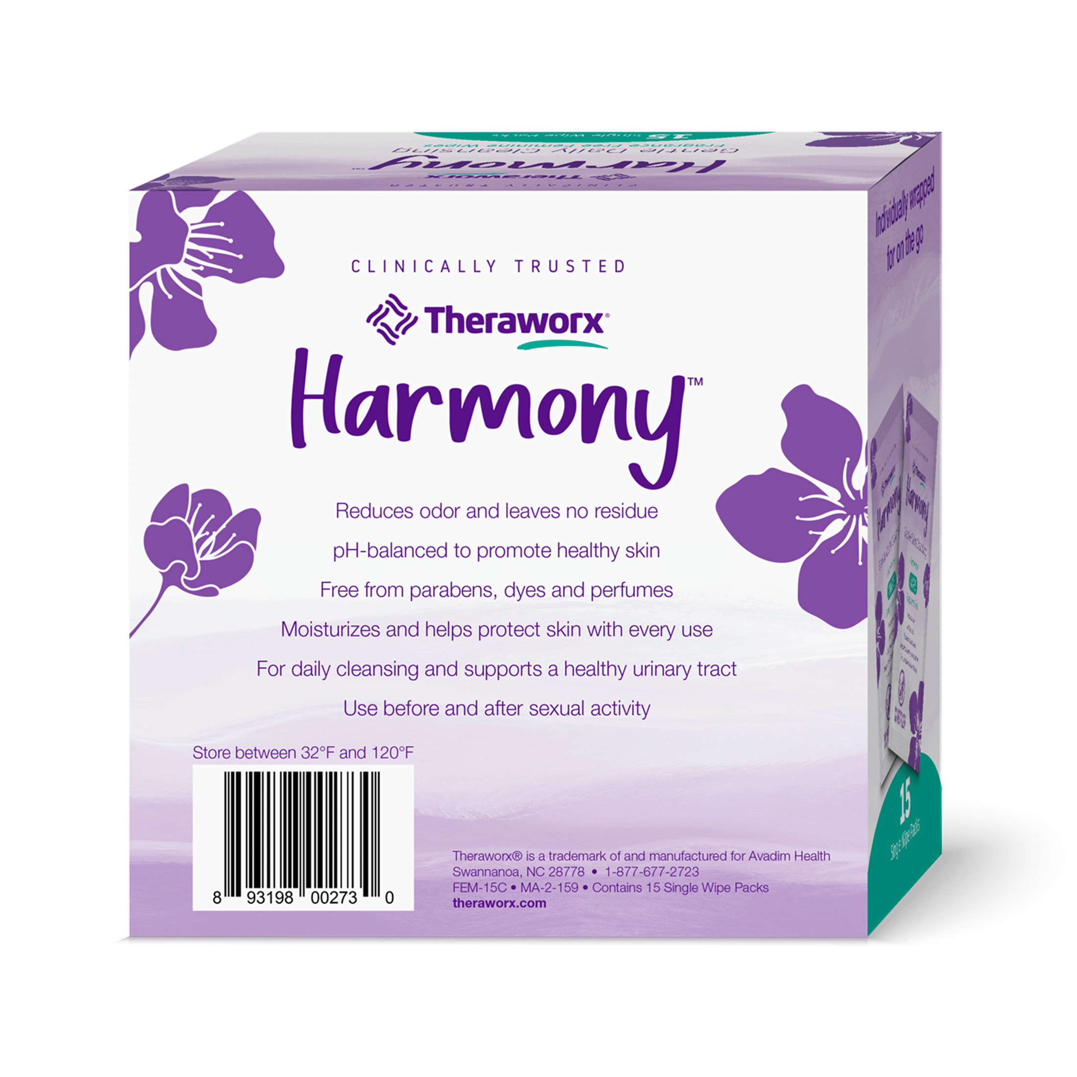 theraworx harmony 15 ct single wipes