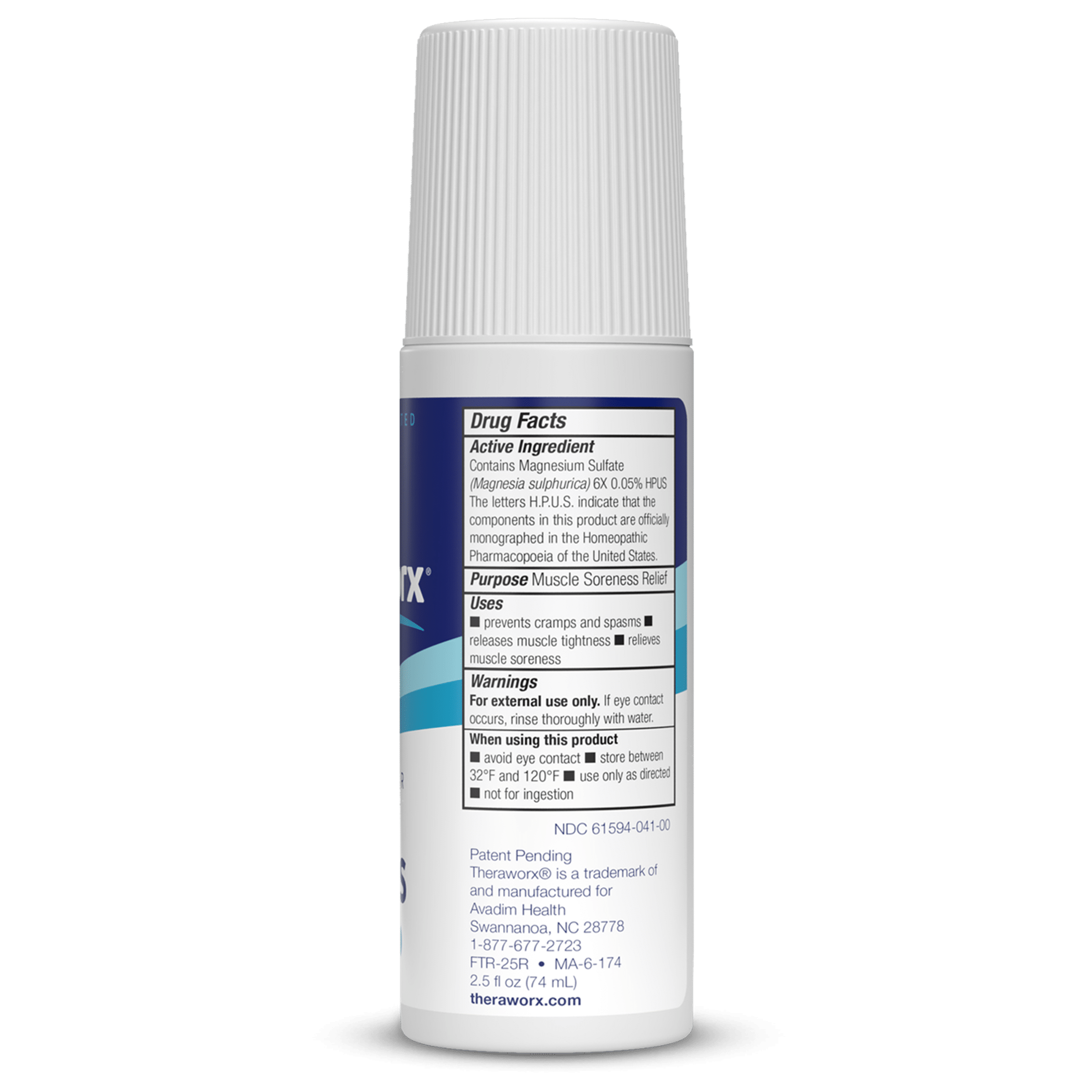 Theraworx for Foot Cramps Roll-On_2.5 fl oz_ingredients