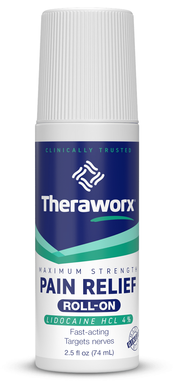 theraworx maximum strength pain relief roll on with lidocain hcl 4%
